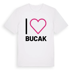 Jag älskar Bucak t-shirt stort tryck – ekologisk bomull t-shirt från Pinshirt