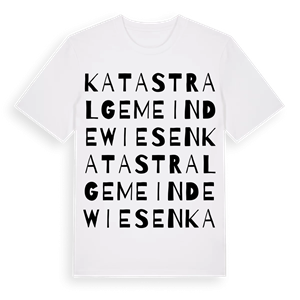 Katastralgemeinde Wiesen ordlek t-shirt – ekologisk bomull t-shirt från Pinshirt