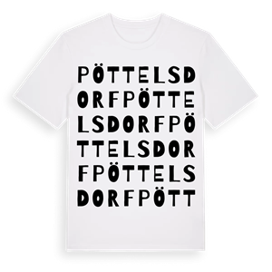 Pöttelsdorf ordlek t-shirt – ekologisk bomull t-shirt från Pinshirt