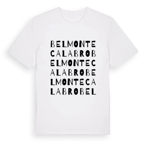 Belmonte Calabro ordlek t-shirt – ekologisk bomull t-shirt från Pinshirt