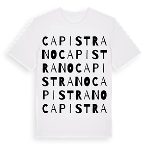 Capistrano ordlek t-shirt – ekologisk bomull t-shirt från Pinshirt