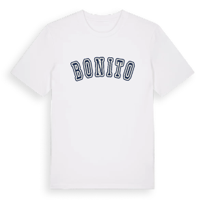 Bonito college t-shirt – ekologisk bomull t-shirt från Pinshirt