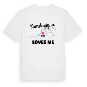 Någon i Meta älskar mig t-shirt – ekologisk bomull t-shirt från Pinshirt