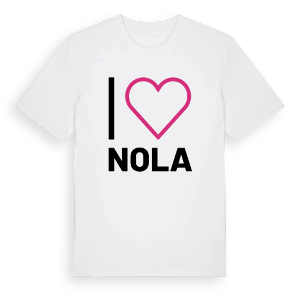 Jag älskar Nola t-shirt stort tryck – ekologisk bomull t-shirt från Pinshirt
