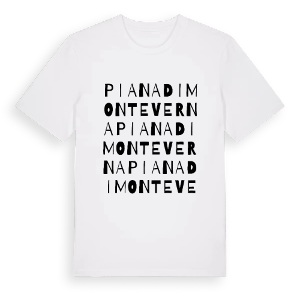 Piana di Monte Verna ordlek t-shirt – ekologisk bomull t-shirt från Pinshirt