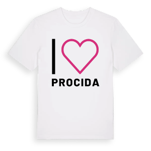 Jag älskar Procida t-shirt stort tryck – ekologisk bomull t-shirt från Pinshirt