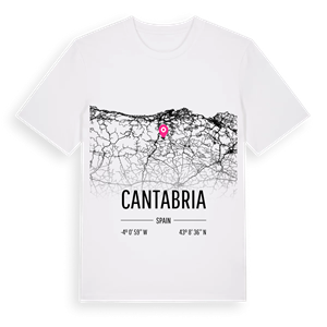 Cantabria karta t-shirt – ekologisk bomull t-shirt från Pinshirt