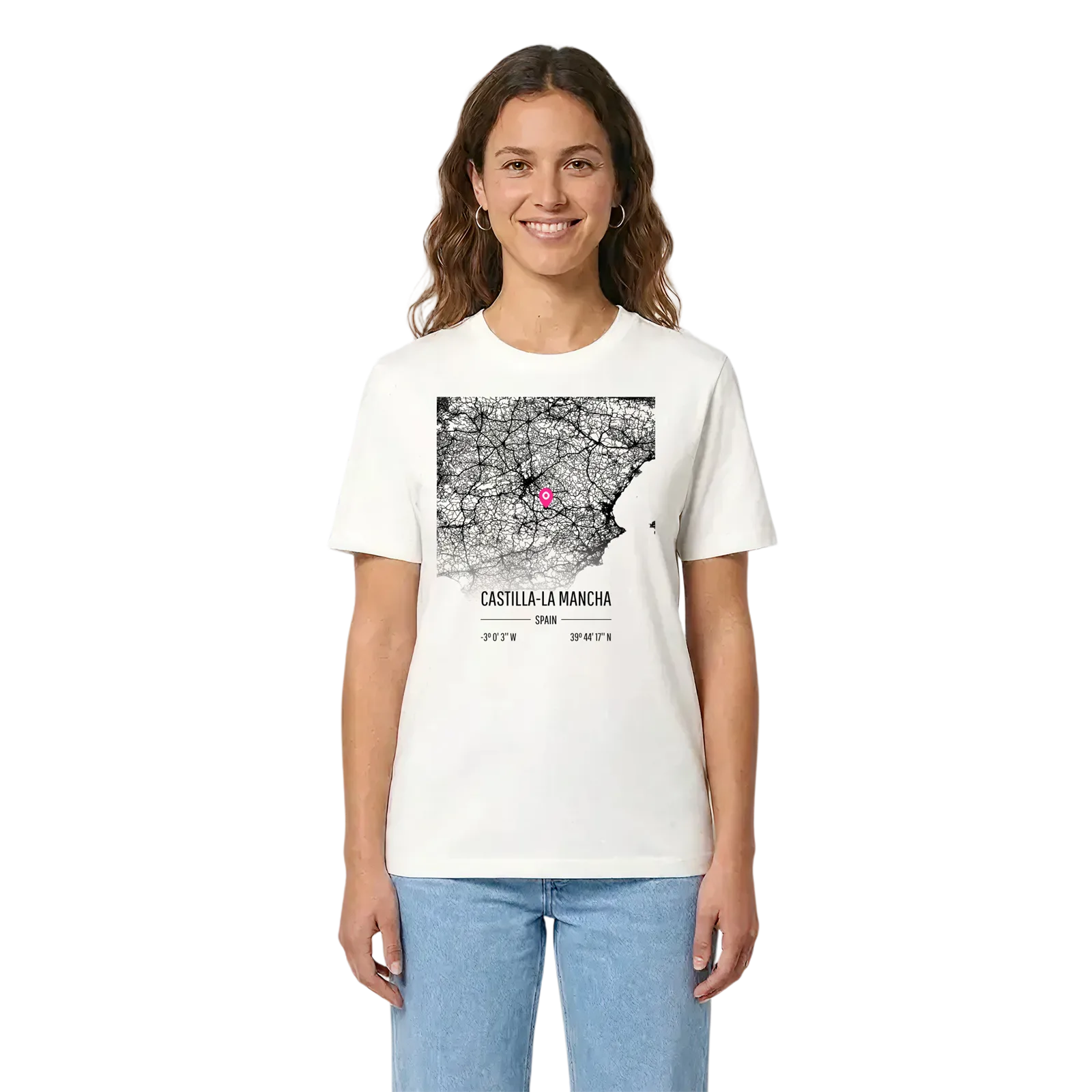 Castilla-La Mancha karta t-shirt – White, i miljö