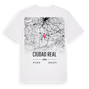 Ciudad Real karta t-shirt – ekologisk bomull t-shirt från Pinshirt