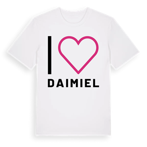 Jag älskar Daimiel t-shirt stort tryck – ekologisk bomull t-shirt från Pinshirt