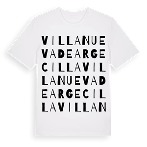 Villanueva de Argecilla ordlek t-shirt – ekologisk bomull t-shirt från Pinshirt