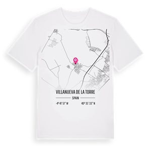 Villanueva de la Torre karta t-shirt – ekologisk bomull t-shirt från Pinshirt