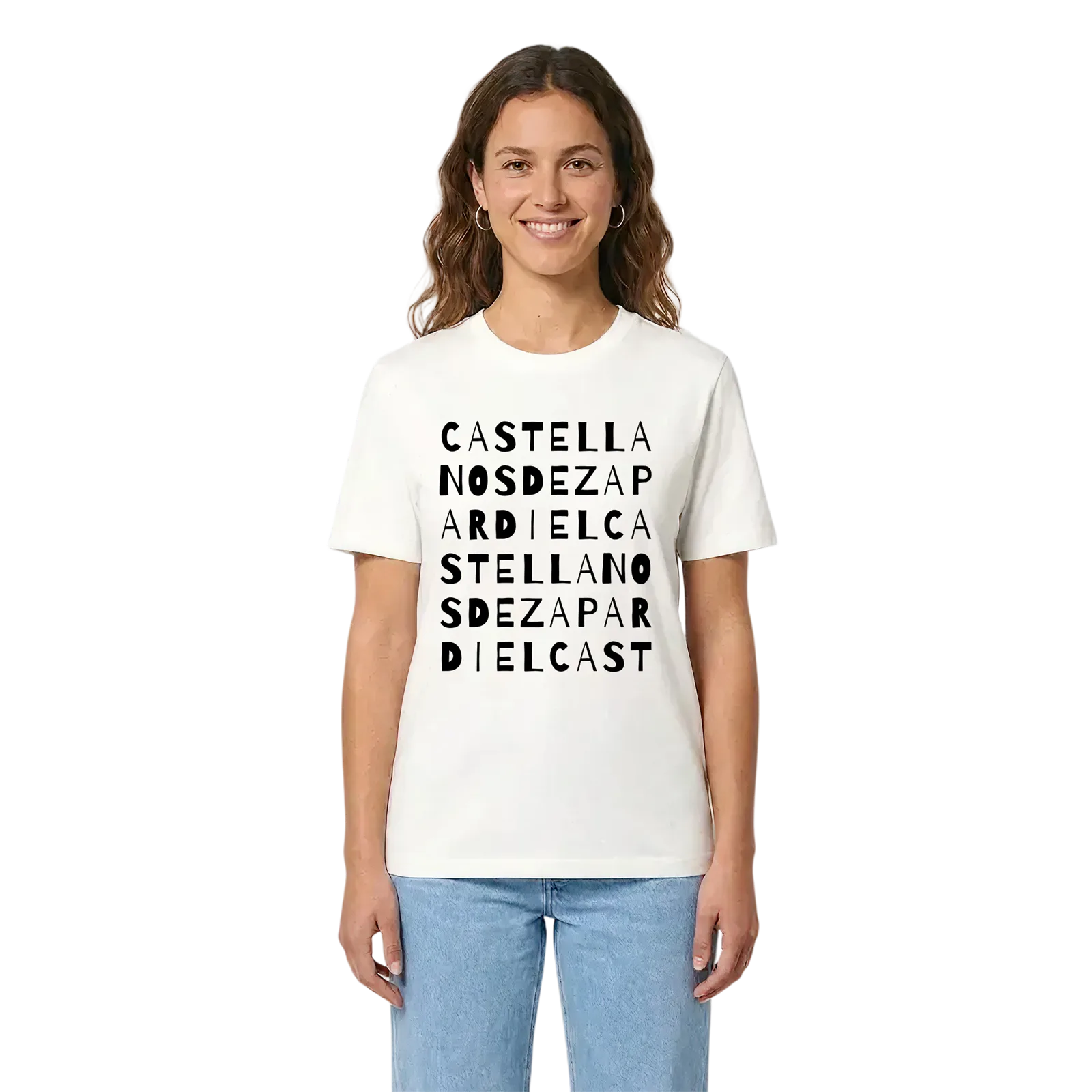 Castellanos de Zapardiel ordlek t-shirt – White, i miljö