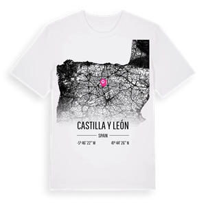 Castilla y León karta t-shirt – ekologisk bomull t-shirt från Pinshirt