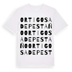 Ortigosa de Pestaño ordlek t-shirt – ekologisk bomull t-shirt från Pinshirt