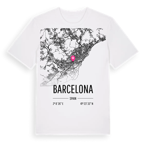 Barcelona karta t-shirt – ekologisk bomull t-shirt från Pinshirt
