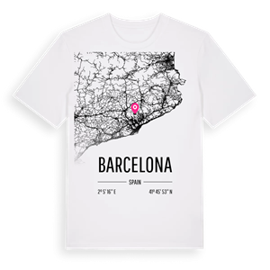 Barcelona karta t-shirt – ekologisk bomull t-shirt från Pinshirt