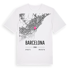 Barcelona karta t-shirt – ekologisk bomull t-shirt från Pinshirt