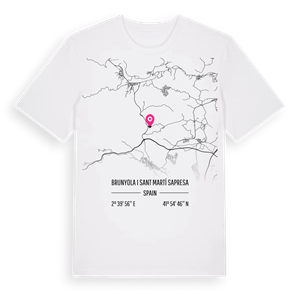 Brunyola i Sant Martí Sapresa karta t-shirt – ekologisk bomull t-shirt från Pinshirt