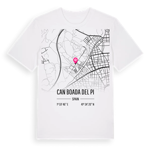 Can Boada del Pi karta t-shirt – ekologisk bomull t-shirt från Pinshirt