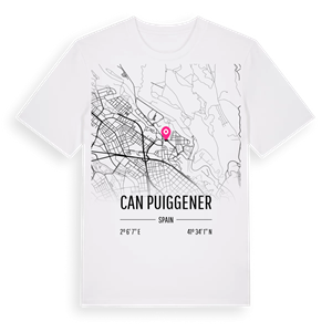 Can Puiggener karta t-shirt – ekologisk bomull t-shirt från Pinshirt