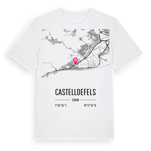 Castelldefels karta t-shirt – ekologisk bomull t-shirt från Pinshirt