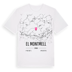 el Montmell karta t-shirt – ekologisk bomull t-shirt från Pinshirt