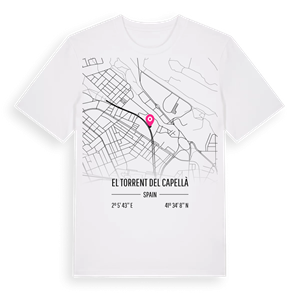 el Torrent del Capellà karta t-shirt – ekologisk bomull t-shirt från Pinshirt