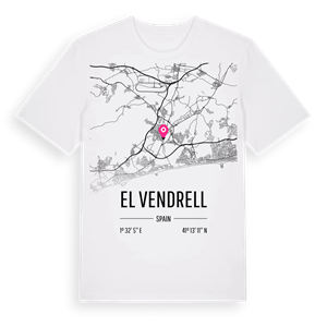 el Vendrell karta t-shirt – ekologisk bomull t-shirt från Pinshirt