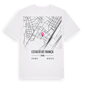 Estació de França karta t-shirt – ekologisk bomull t-shirt från Pinshirt