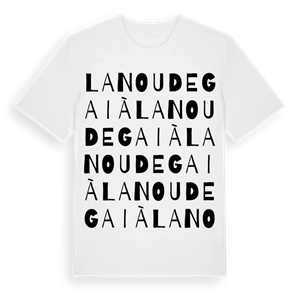 la Nou de Gaià ordlek t-shirt – ekologisk bomull t-shirt från Pinshirt