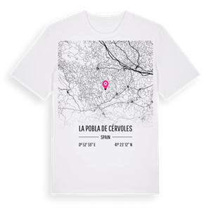 la Pobla de Cérvoles karta t-shirt – ekologisk bomull t-shirt från Pinshirt