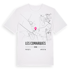 les Comarques karta t-shirt – ekologisk bomull t-shirt från Pinshirt