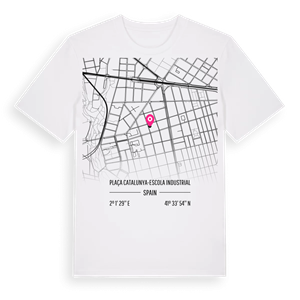 Plaça Catalunya-Escola Industrial karta t-shirt – ekologisk bomull t-shirt från Pinshirt