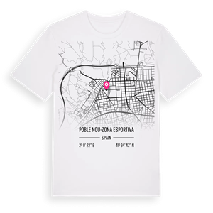 Poble Nou-Zona Esportiva karta t-shirt – ekologisk bomull t-shirt från Pinshirt
