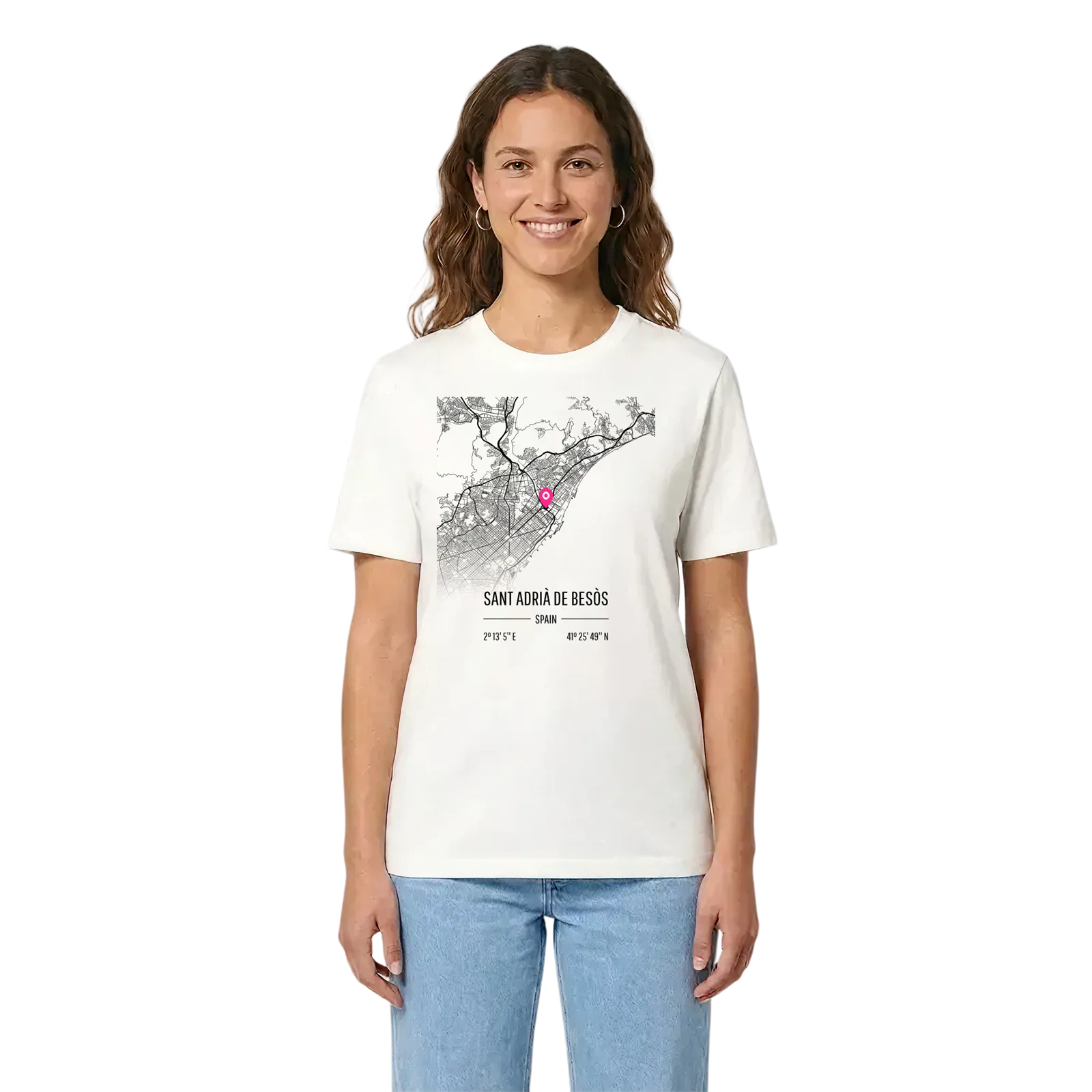 Sant Adrià de Besòs karta t-shirt – White, i miljö
