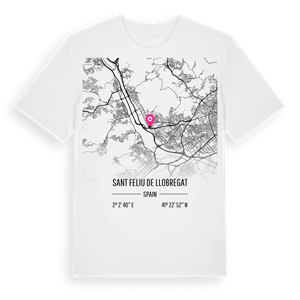 Sant Feliu de Llobregat karta t-shirt – ekologisk bomull t-shirt från Pinshirt
