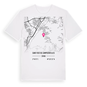 Sant Fost de Campsentelles karta t-shirt – ekologisk bomull t-shirt från Pinshirt