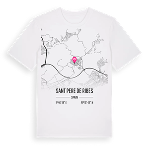 Sant Pere de Ribes karta t-shirt – ekologisk bomull t-shirt från Pinshirt
