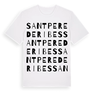 Sant Pere de Ribes ordlek t-shirt – ekologisk bomull t-shirt från Pinshirt