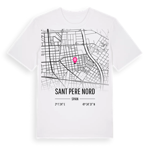 Sant Pere Nord karta t-shirt – ekologisk bomull t-shirt från Pinshirt