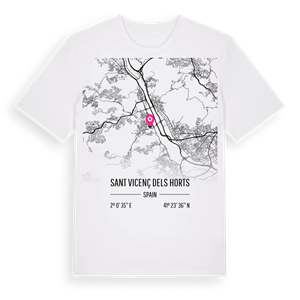 Sant Vicenç dels Horts karta t-shirt – ekologisk bomull t-shirt från Pinshirt