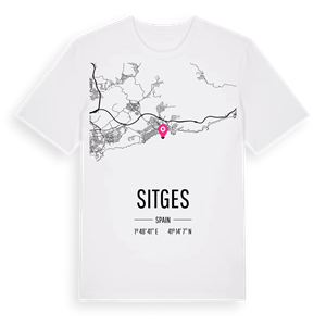 Sitges karta t-shirt – ekologisk bomull t-shirt från Pinshirt