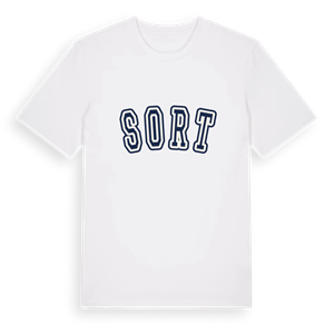 Sort college t-shirt – ekologisk bomull t-shirt från Pinshirt