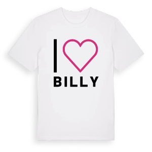 Jag älskar Billy t-shirt stort tryck – ekologisk bomull t-shirt från Pinshirt