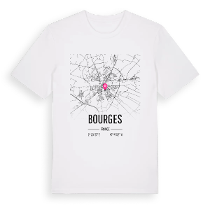 Bourges karta t-shirt – ekologisk bomull t-shirt från Pinshirt