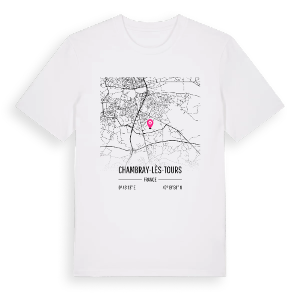 Chambray-lès-Tours karta t-shirt – ekologisk bomull t-shirt från Pinshirt