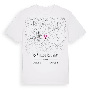 Châtillon-Coligny karta t-shirt – ekologisk bomull t-shirt från Pinshirt