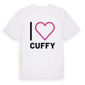 Jag älskar Cuffy t-shirt stort tryck – ekologisk bomull t-shirt från Pinshirt