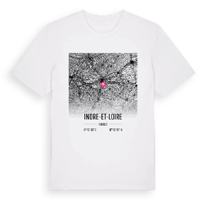 Indre-et-Loire karta t-shirt – ekologisk bomull t-shirt från Pinshirt